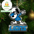 Detroit Lions Snoopy Sport NFL Acrylic Decor Christmas Tree Ornament