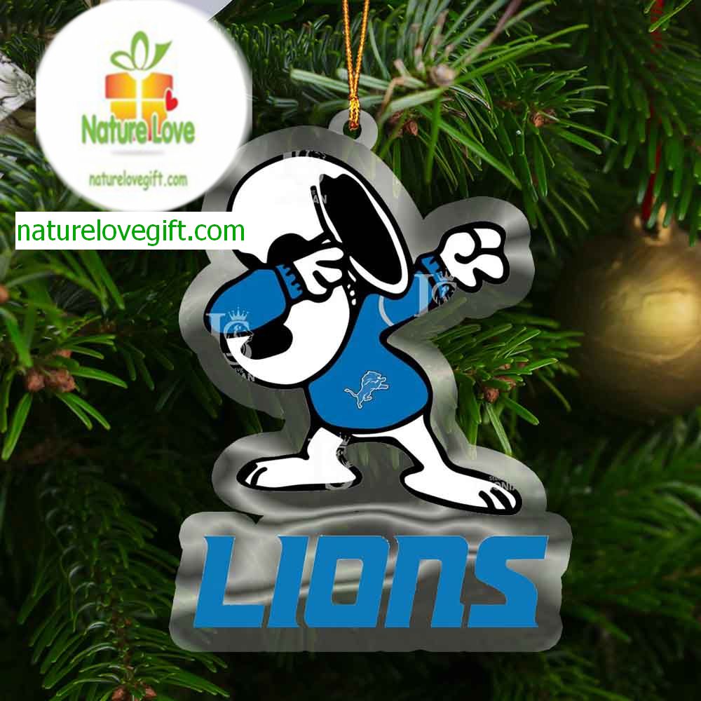 Detroit Lions Snoopy Sport NFL Acrylic Decor Christmas Tree Ornament