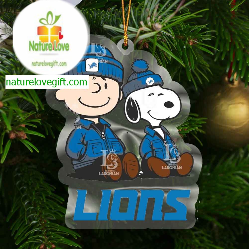 Detroit Lions Snoopy and Charlie Sport Acrylic Christmas Tree Decoration Ornament