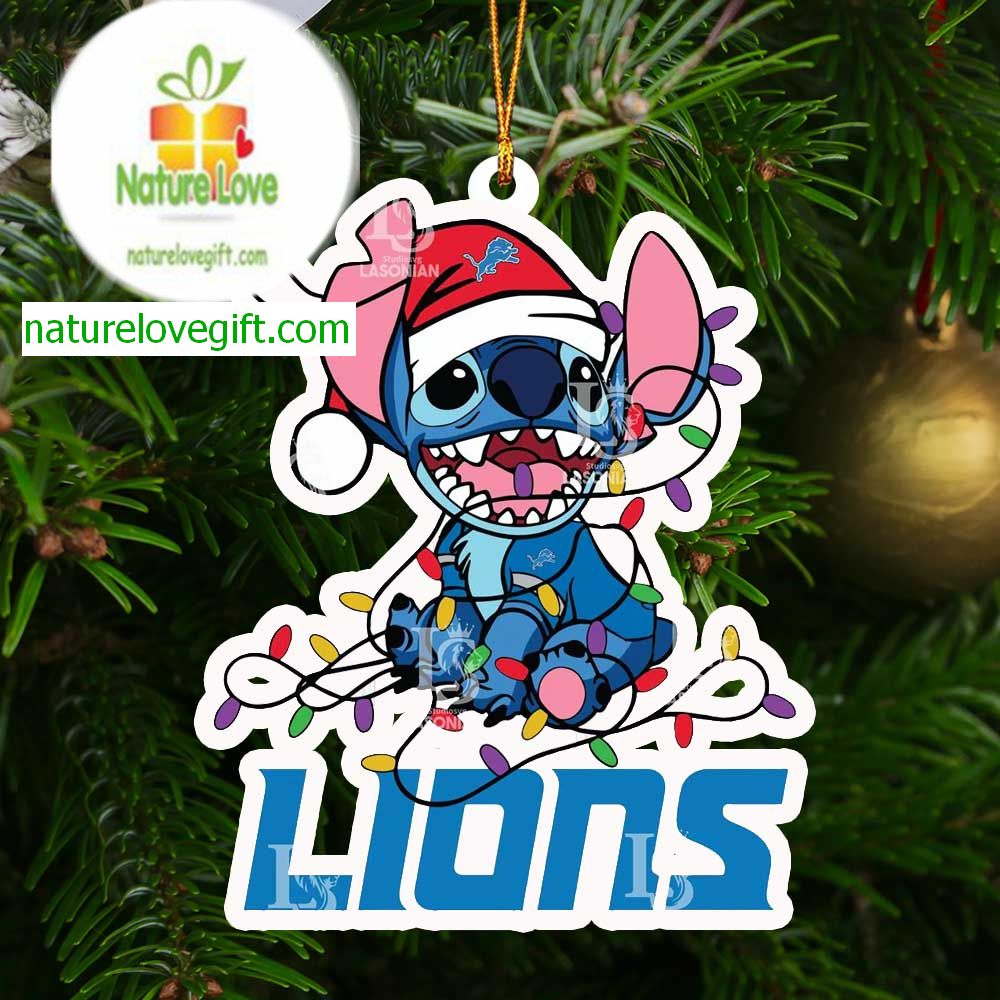 Detroit Lions Stitch NFL Cute Christmas Tree Decor Ornament