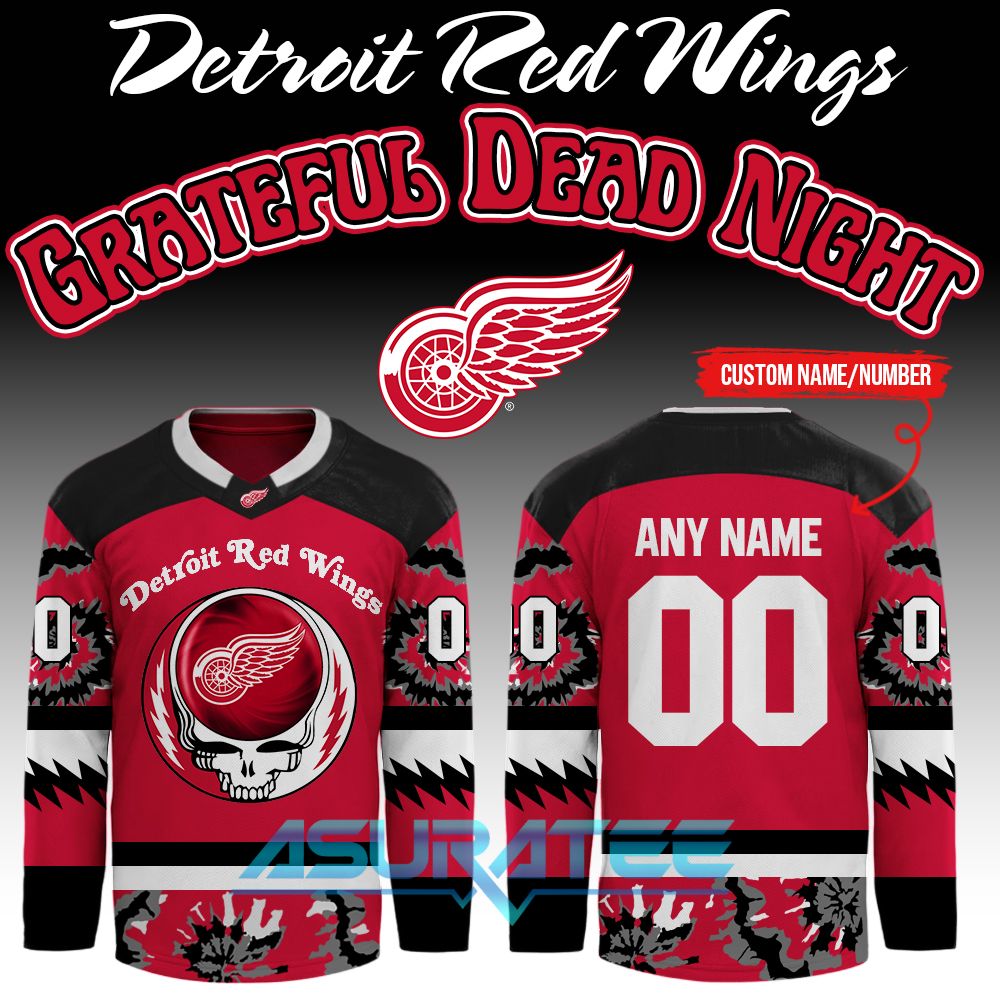 Detroit Red Wings x Grateful Dead Night Collab 2026 Hockey Jersey