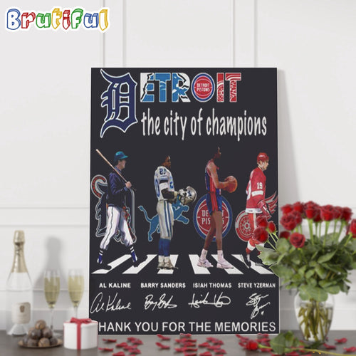 Detroit Sport Team Graphics Signature The City Of Champions Wall Art Poster Canvas