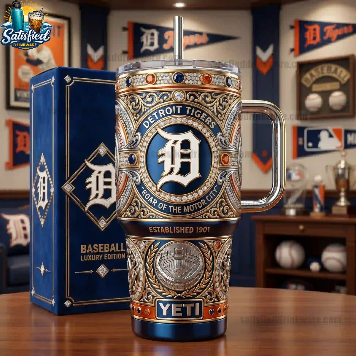 Detroit Tigers 40oz Heritage Collection With Handle Tumbler