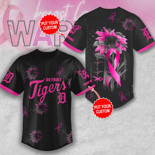 Personalized Detroit Tigers x Breast Cancer Awareness Baseball Jersey – MAITM12922