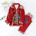 Disney Stitch Christmas Pajamas Stitch Rocking Around Xmas Red Pajamas Set