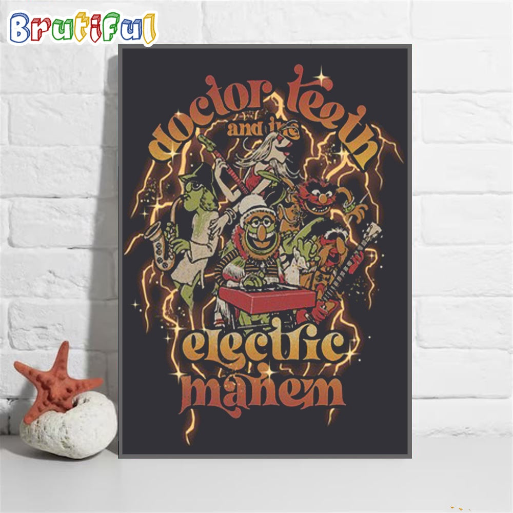 Doctor Teeth And The Electric Mayhem Rock Band Retro Muppets Show Wall Art Poster Canvas