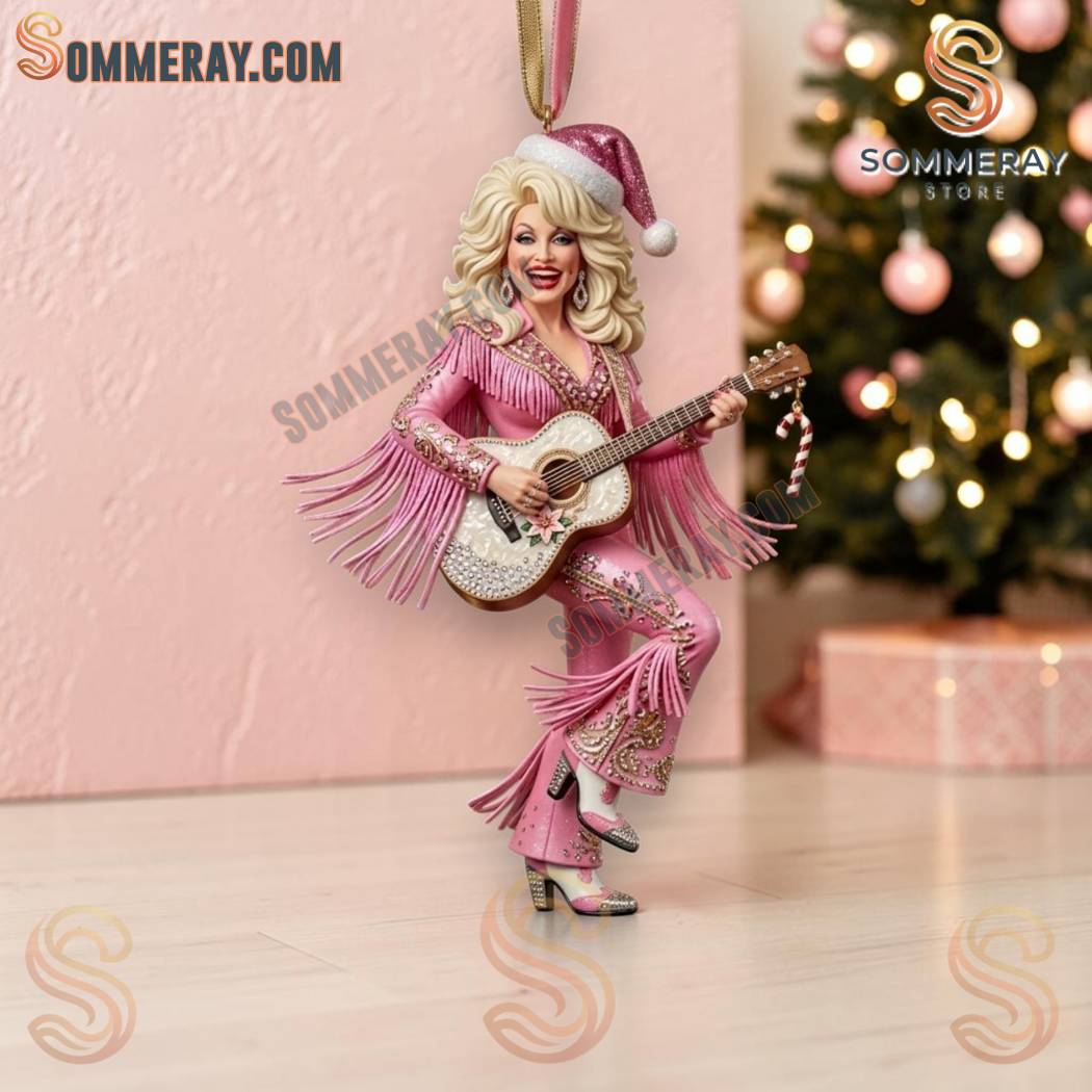 Dolly Parton Sparkly Pink Fringe Outfit Christmas Ornament