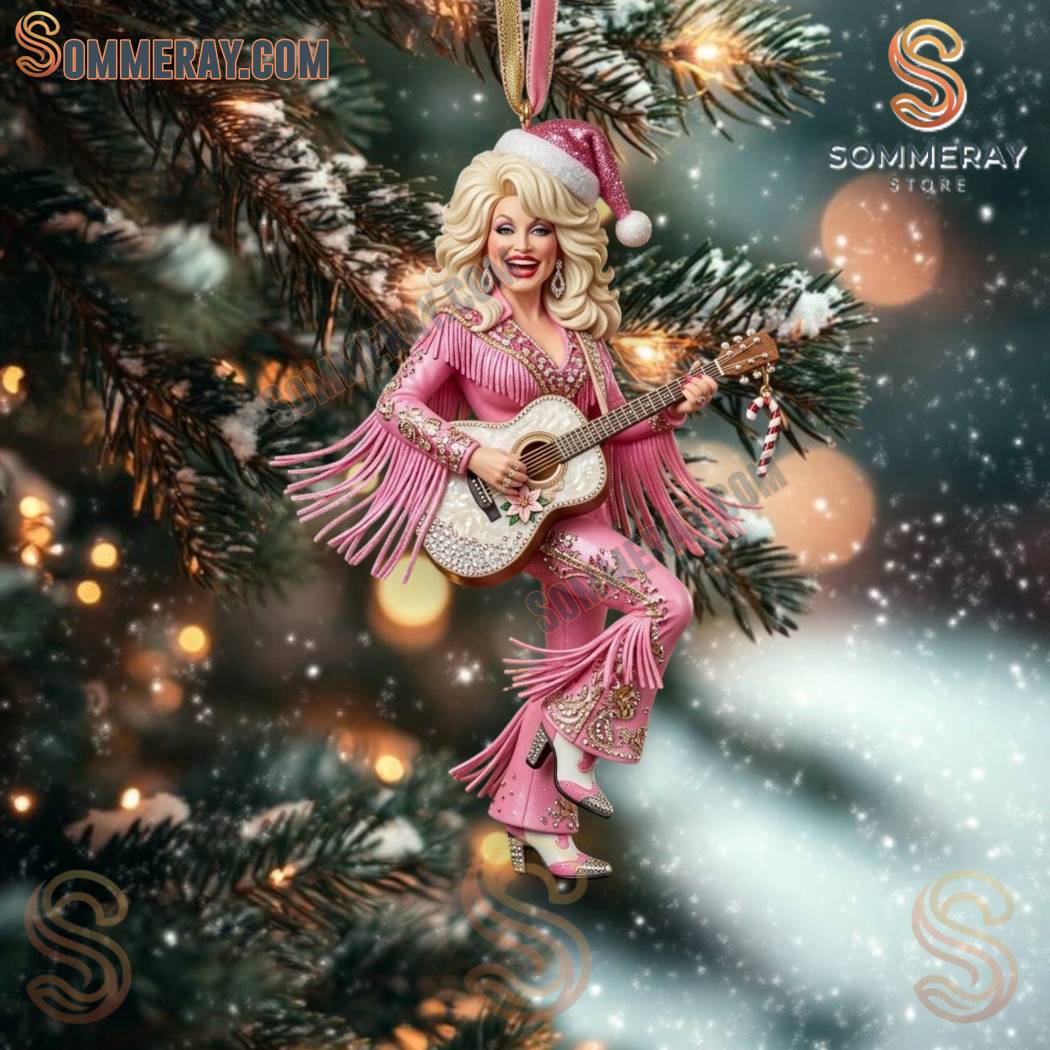 Dolly Parton Sparkly Pink Fringe Outfit Christmas Ornament