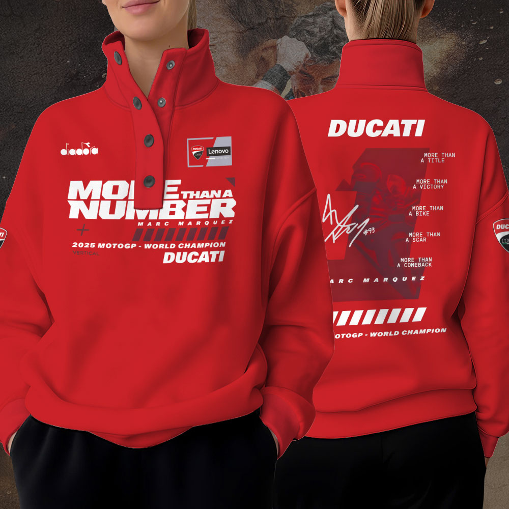 Ducati Lenovo Team x Marc Márquez 3D Snap Button Collar Sweatshirt – TANTN16984