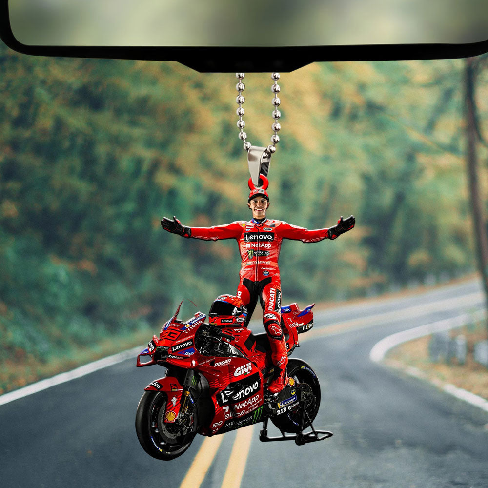 Ducati Lenovo Team x Marc Márquez Custom Shape 2-sided Acrylic Car Ornament – MAITM13287