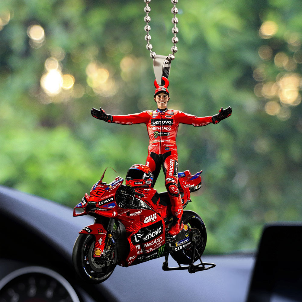 Ducati Lenovo Team x Marc Márquez Custom Shape 2-sided Acrylic Car Ornament – MAITM13287