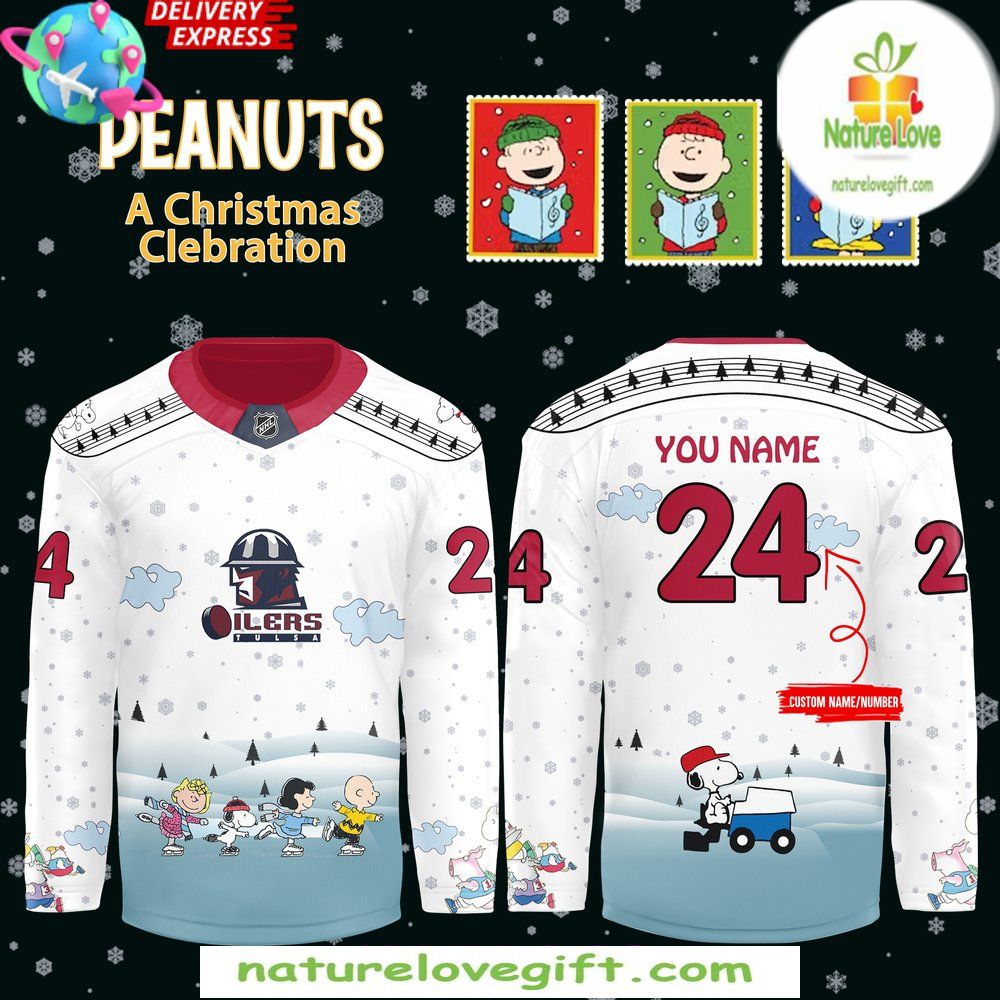 Tulsa Oilers ECHL 2026 Christmas Hockey Jersey Peanuts
