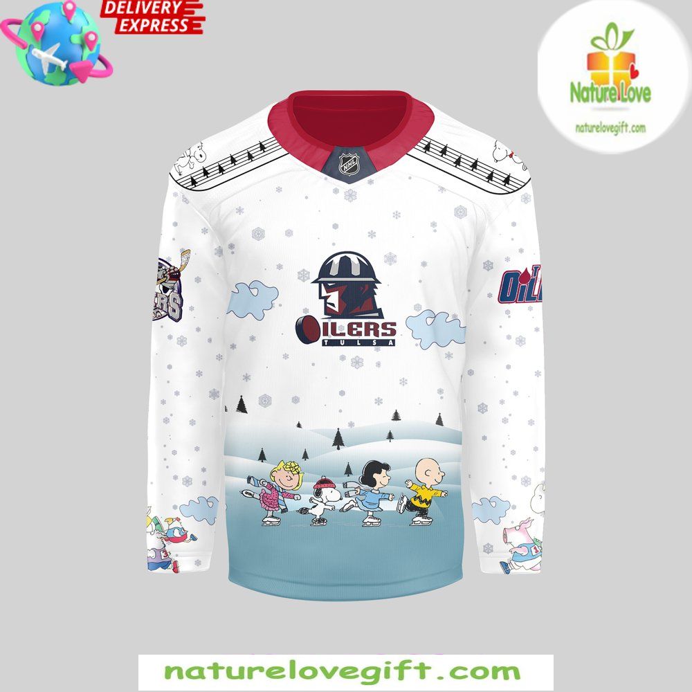 Tulsa Oilers ECHL 2026 Christmas Hockey Jersey Peanuts