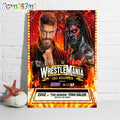 EDGE Vs The Demon Finn Balor Inside Hell In A Cell WWE WrestleMania Goes Hollywood Wall Art Poster Canvas