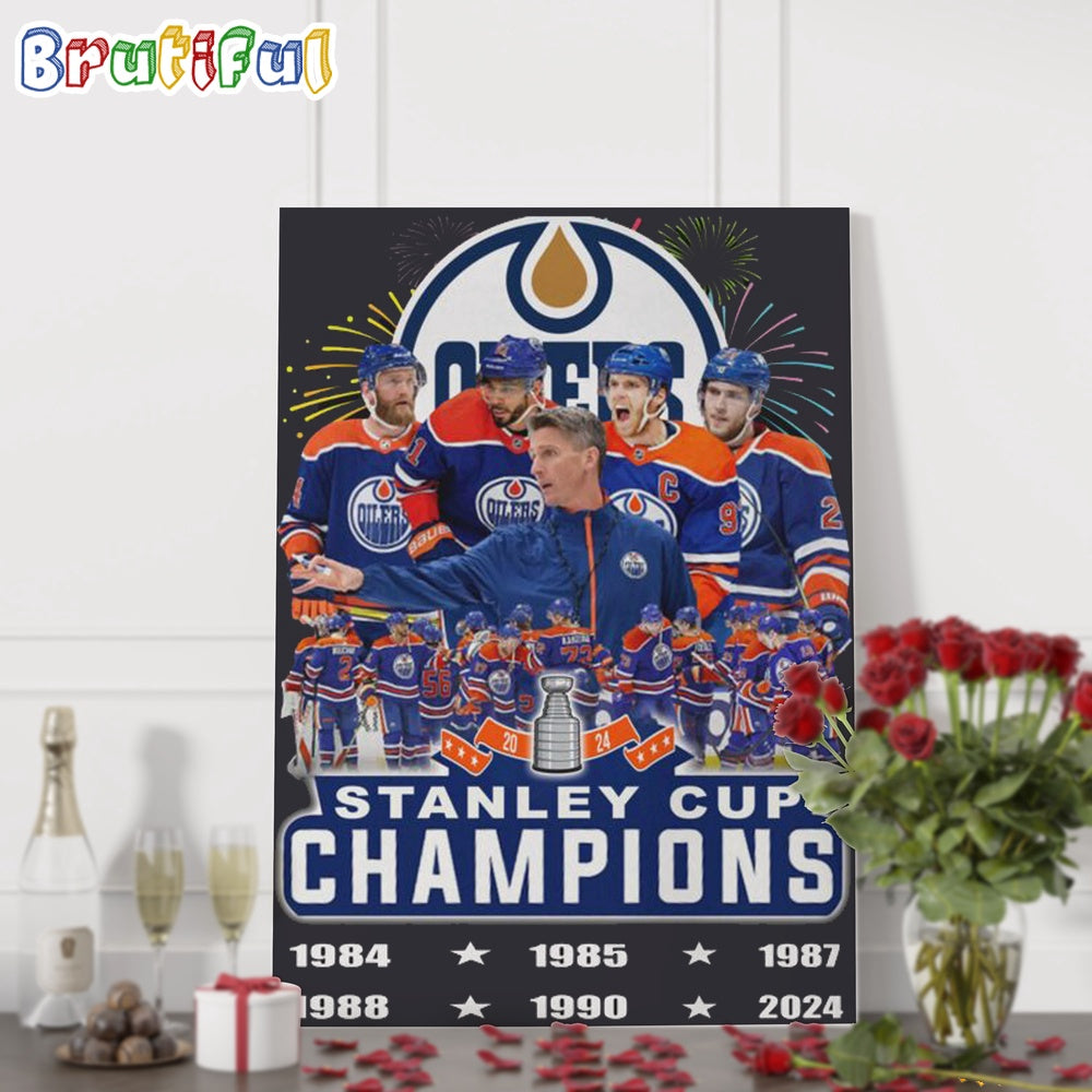 Edmonton Oilers 2024 Western Conference Finals Stanley Cup Champions 6 Time Wall Art Poster Canvas