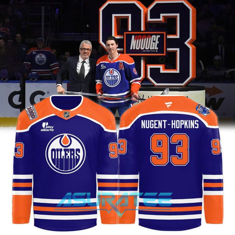 Edmonton Oilers x Ryan Nugent-Hopkins 1000th NHL Hockey Jersey