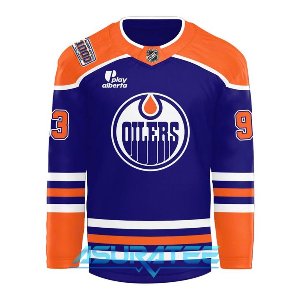 Edmonton Oilers x Ryan Nugent-Hopkins 1000th NHL Hockey Jersey