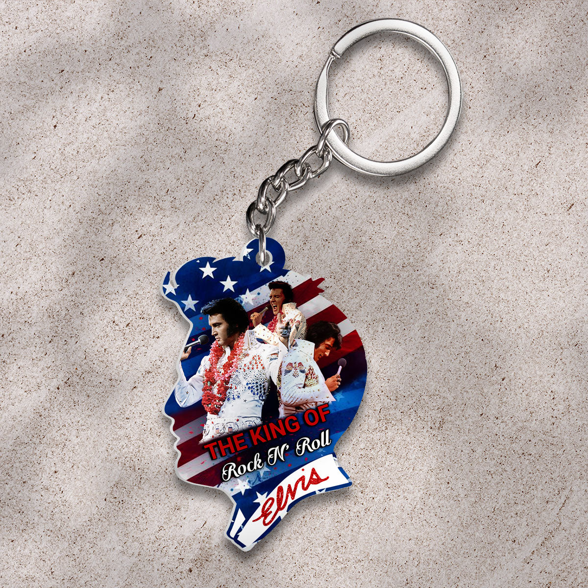Elvis Presley Custom Shape 2-sided Keychain – HOATT 9354