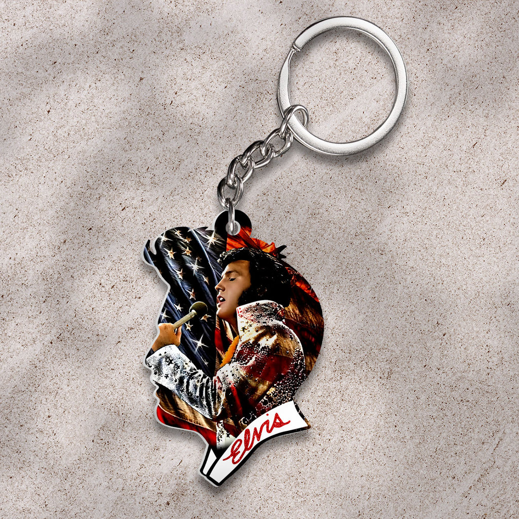 Elvis Presley Custom Shape 2-sided Keychain – HOATT 9464
