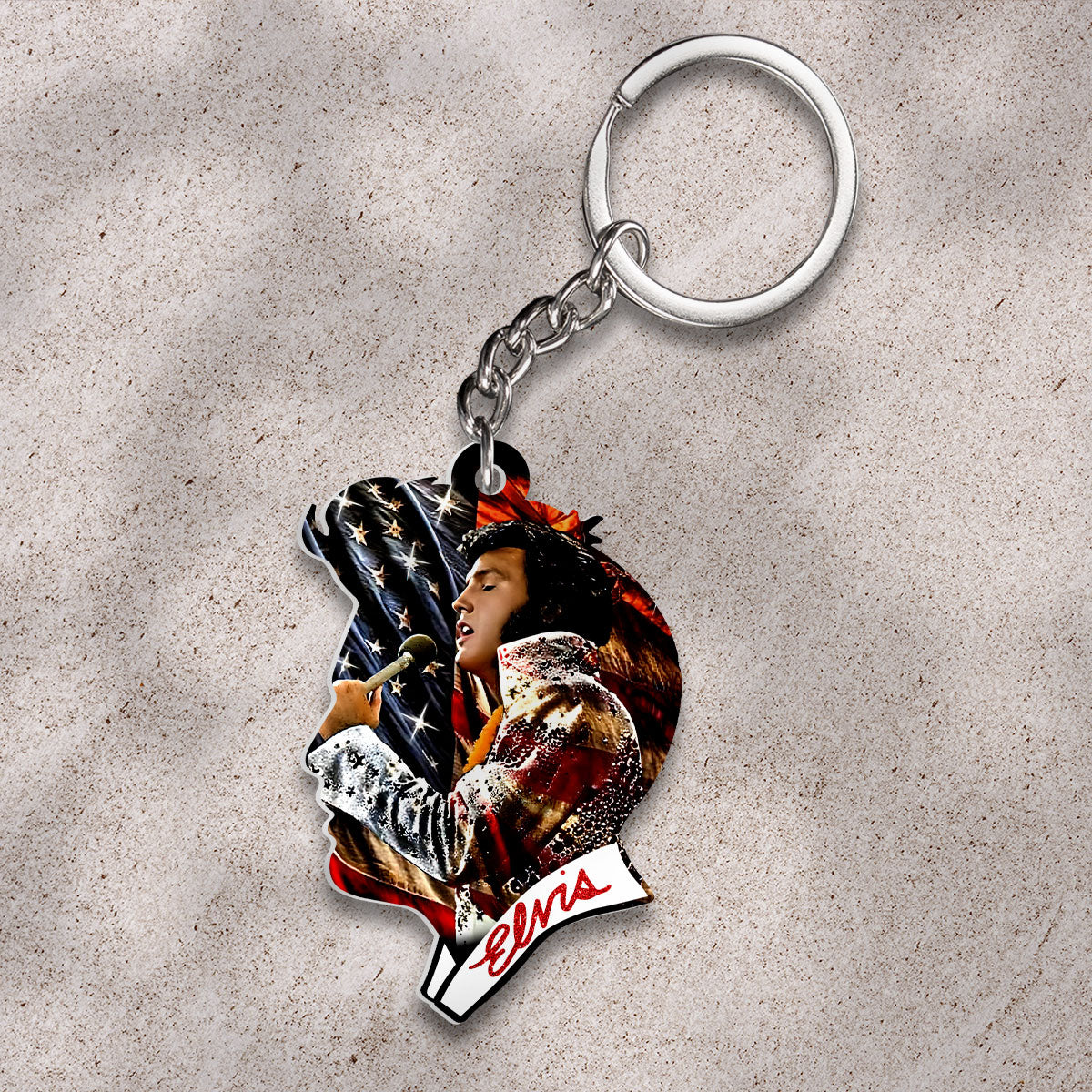Elvis Presley Custom Shape 2-sided Keychain – HOATT 9464