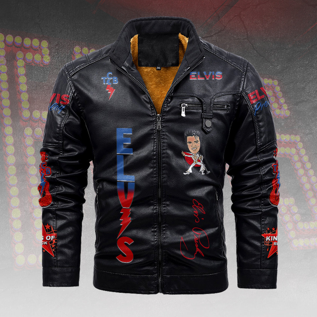 Elvis Presley 2D Leather Yellow Fleece Jacket – HOATT15181