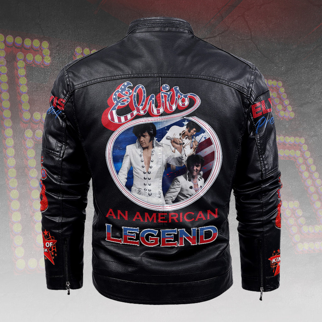 Elvis Presley 2D Leather Yellow Fleece Jacket – HOATT15181
