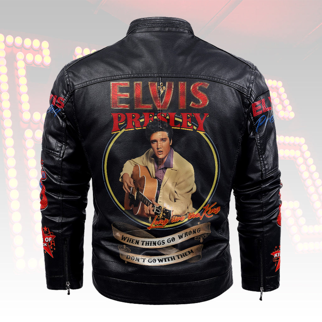 Elvis Presley 2D Leather Yellow Fleece Jacket – HOATT15369