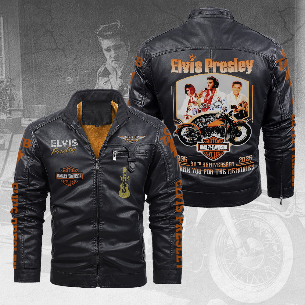 Elvis Presley 2D Leather Yellow Fleece Jacket – TANTN20204