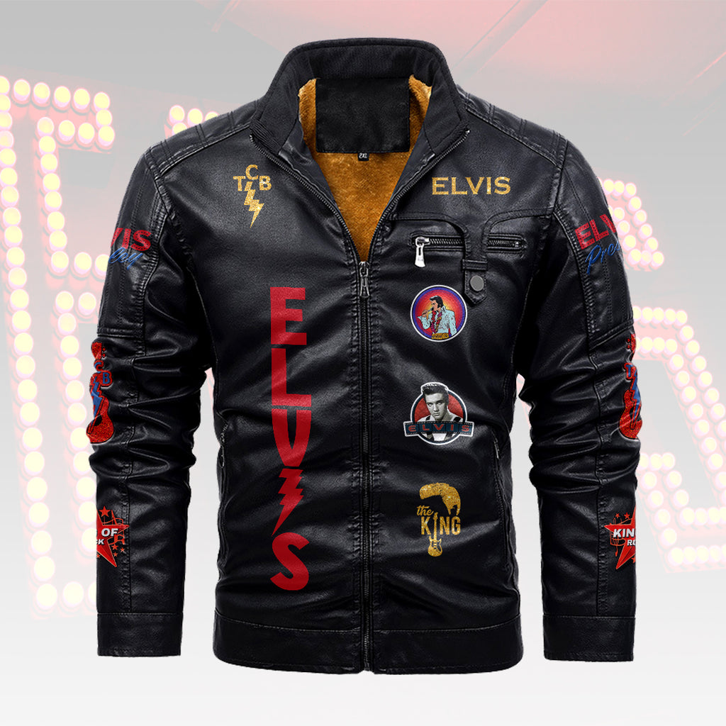 Elvis Presley 2D Leather Yellow Fleece Jacket – HOATT15621