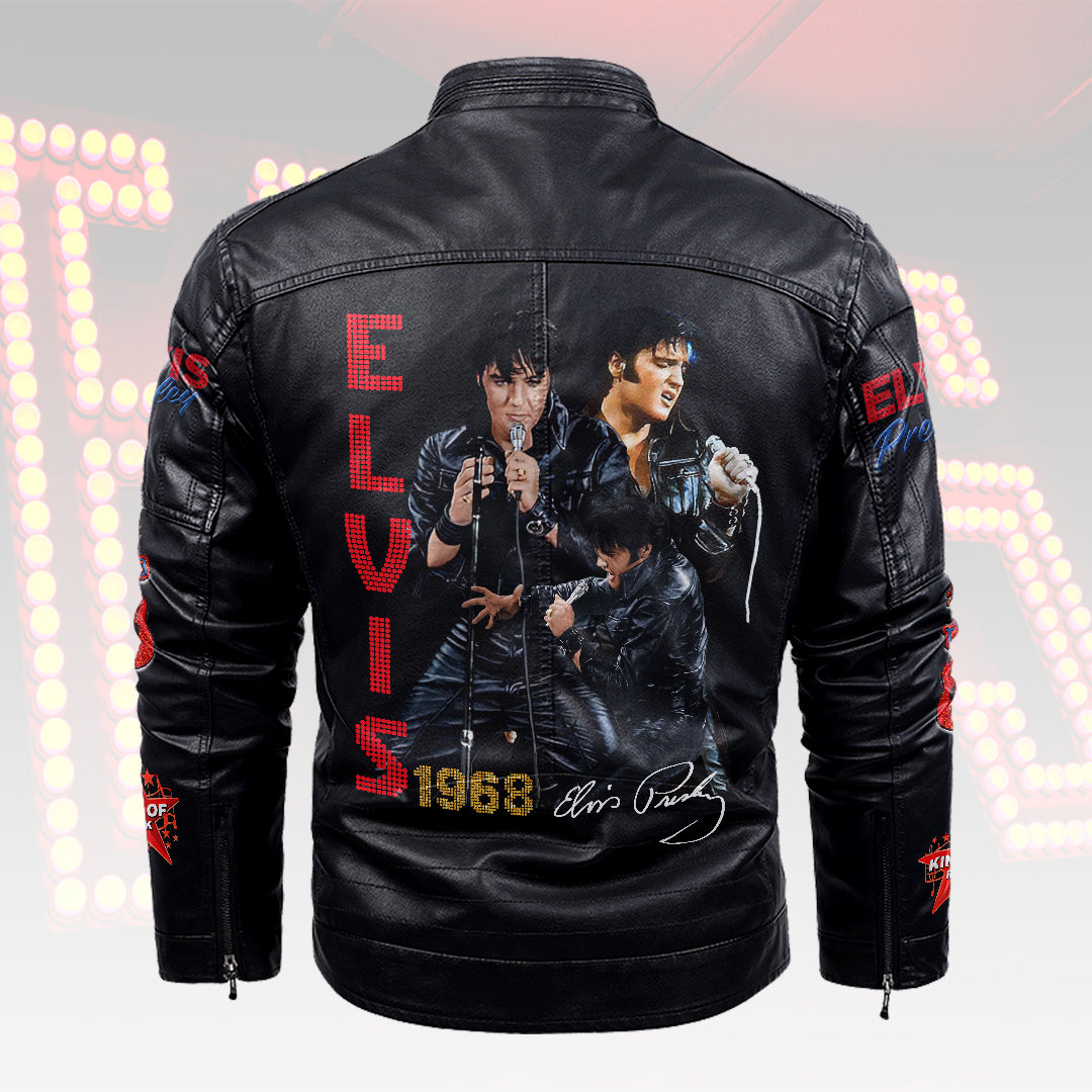 Elvis Presley 2D Leather Yellow Fleece Jacket – HOATT15621