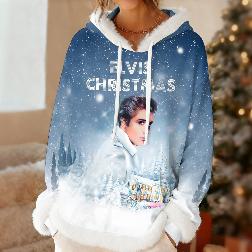 Elvis Presley 3D Women's Faux Fur Trim Fleece Hoodie – MAITM13920
