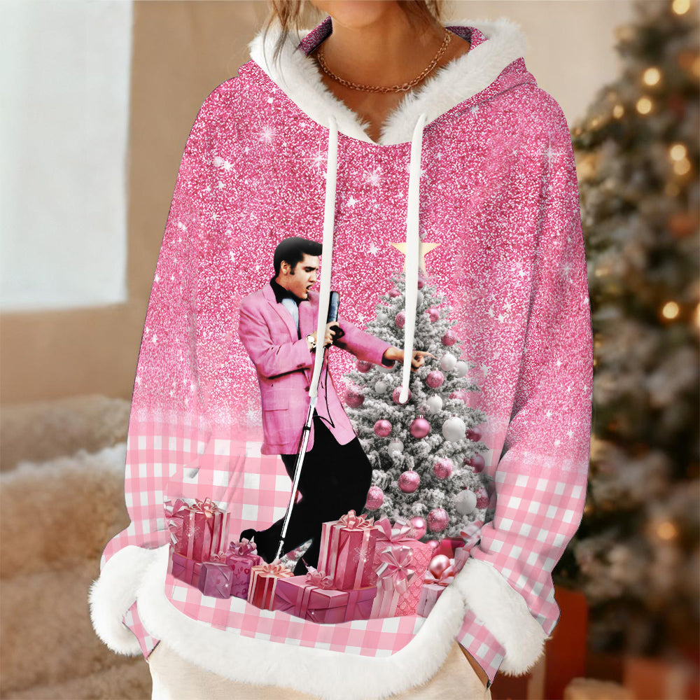 Elvis Presley 3D Women's Faux Fur Trim Fleece Hoodie – MAITM13948