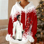 Elvis Presley 3D Women's Faux Fur Trim Fleece Hoodie – MAITM13976