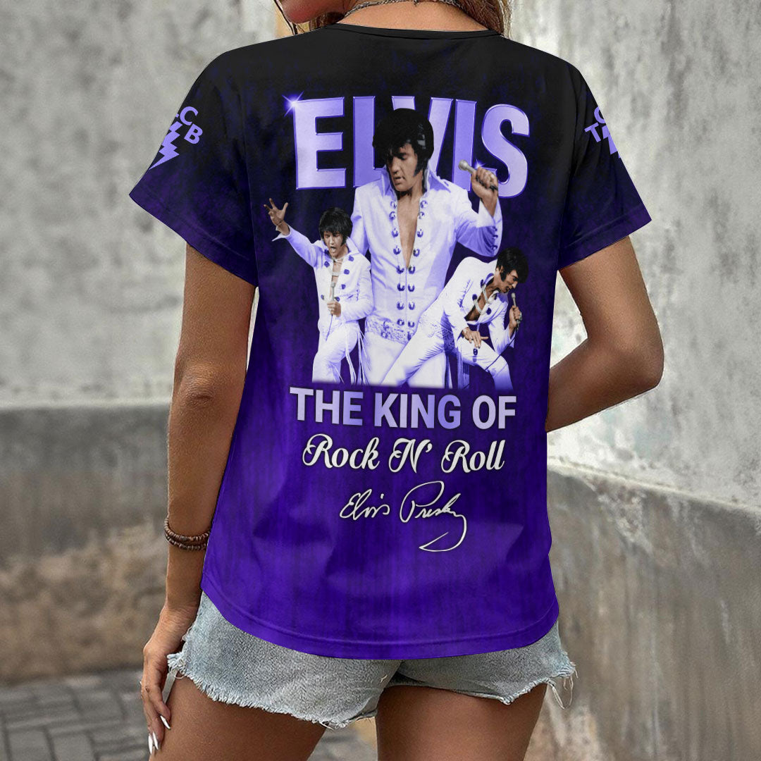 Elvis Presley 3D Women's V-Neck T-Shirt – GNE6833