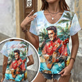 Elvis Presley 3D Women's V-Neck T-Shirt – GNE6836