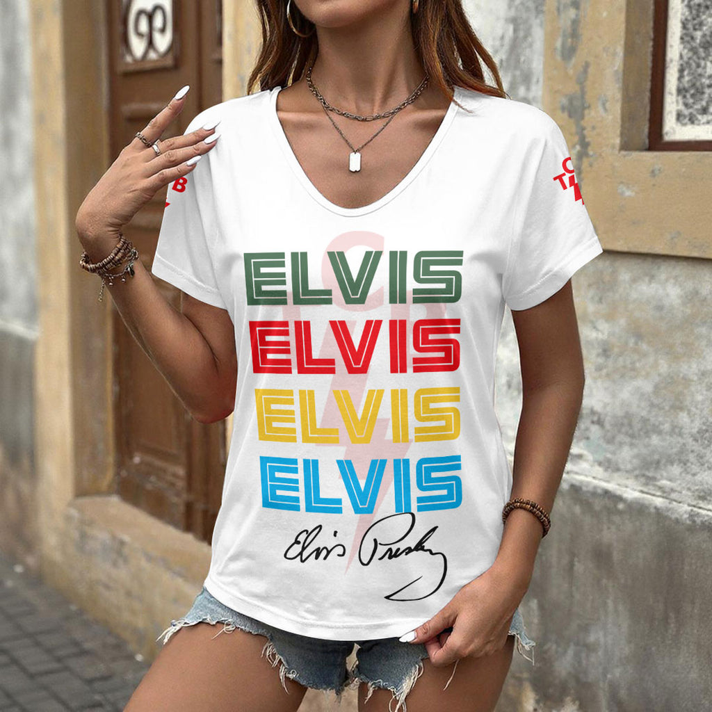Elvis Presley 3D Women's V-Neck T-Shirt – GNE6838
