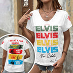 Elvis Presley 3D Women's V-Neck T-Shirt – GNE6838
