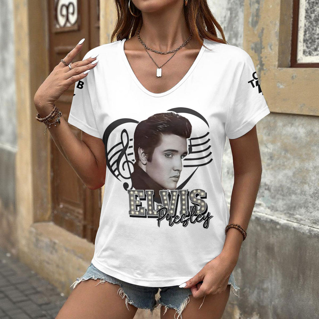 Elvis Presley 3D Women's V-Neck T-Shirt – GNE6952