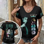 Elvis Presley 3D Women's V-Neck T-Shirt – GNE6954
