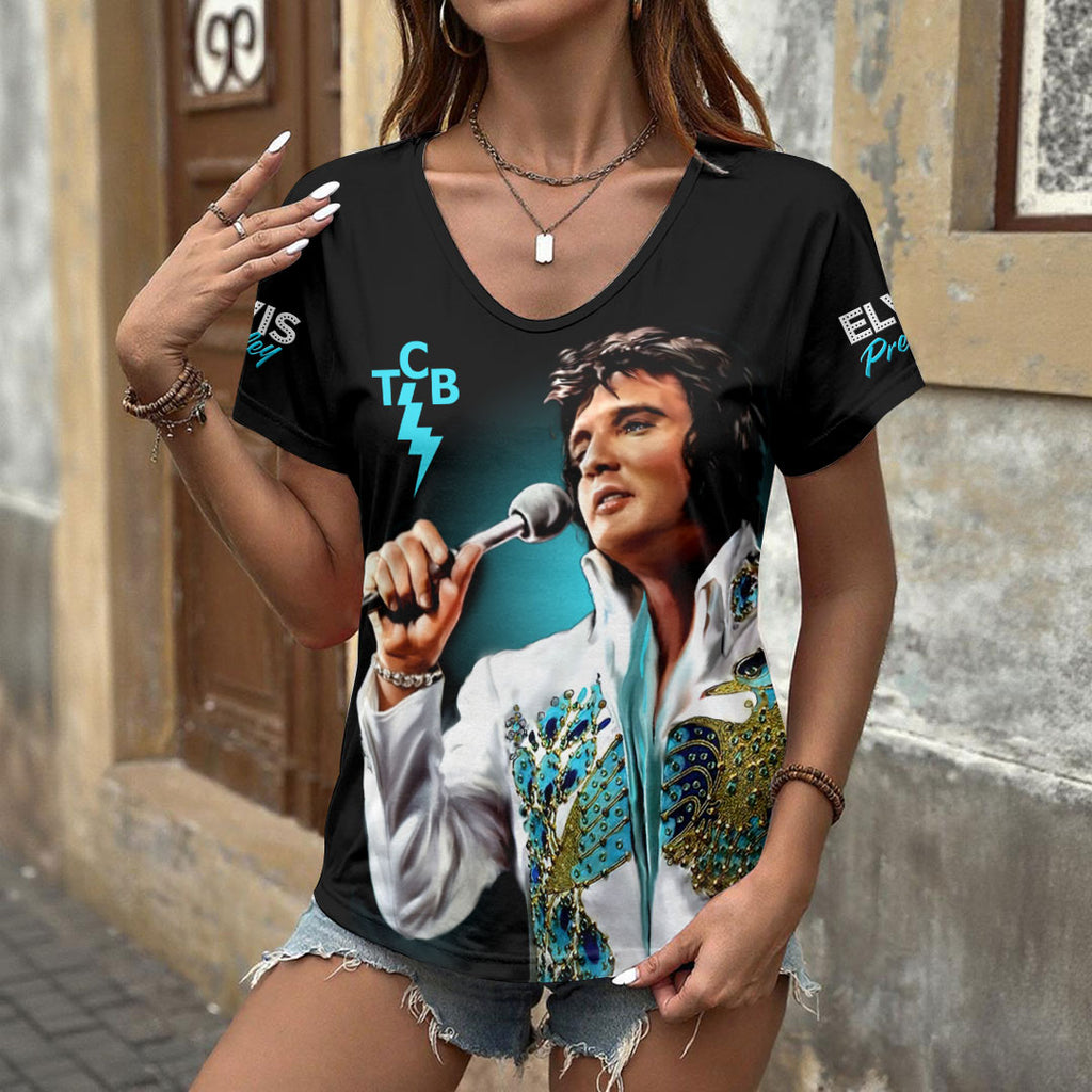 Elvis Presley 3D Women's V-Neck T-Shirt – HOATT17274