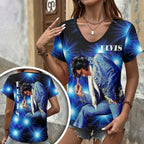Elvis Presley 3D Women's V-Neck T-Shirt – HOATT17327