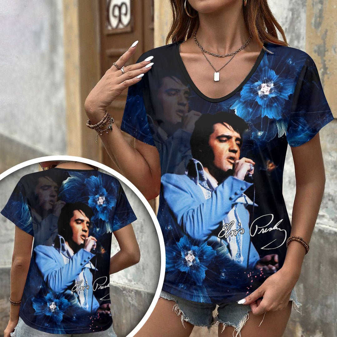 Elvis Presley 3D Women's V-Neck T-Shirt – HOATT17394