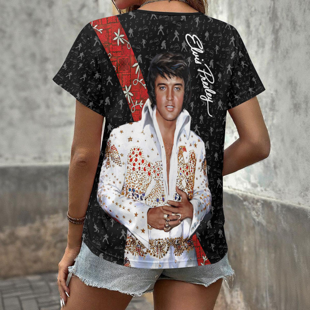 Elvis Presley 3D Women's V-Neck T-Shirt – HOATT17502