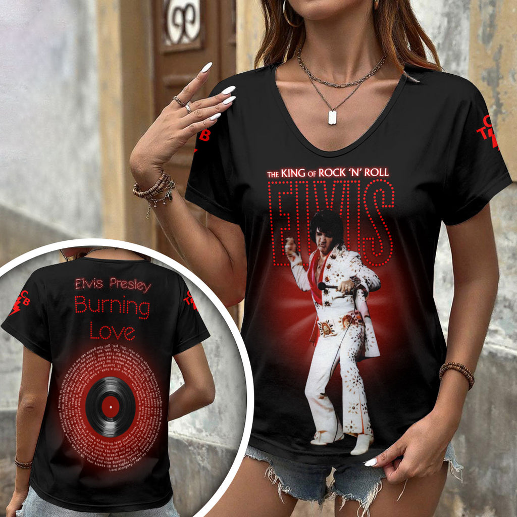 Elvis Presley 3D Women's V-Neck T-Shirt – HOATT17802