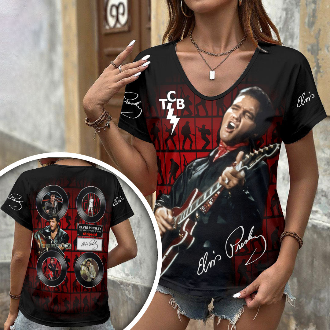 Elvis Presley 3D Women's V-Neck T-Shirt – HOATT18369
