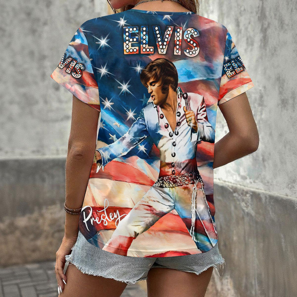 Elvis Presley 3D Women's V-Neck T-Shirt – HOATT18389