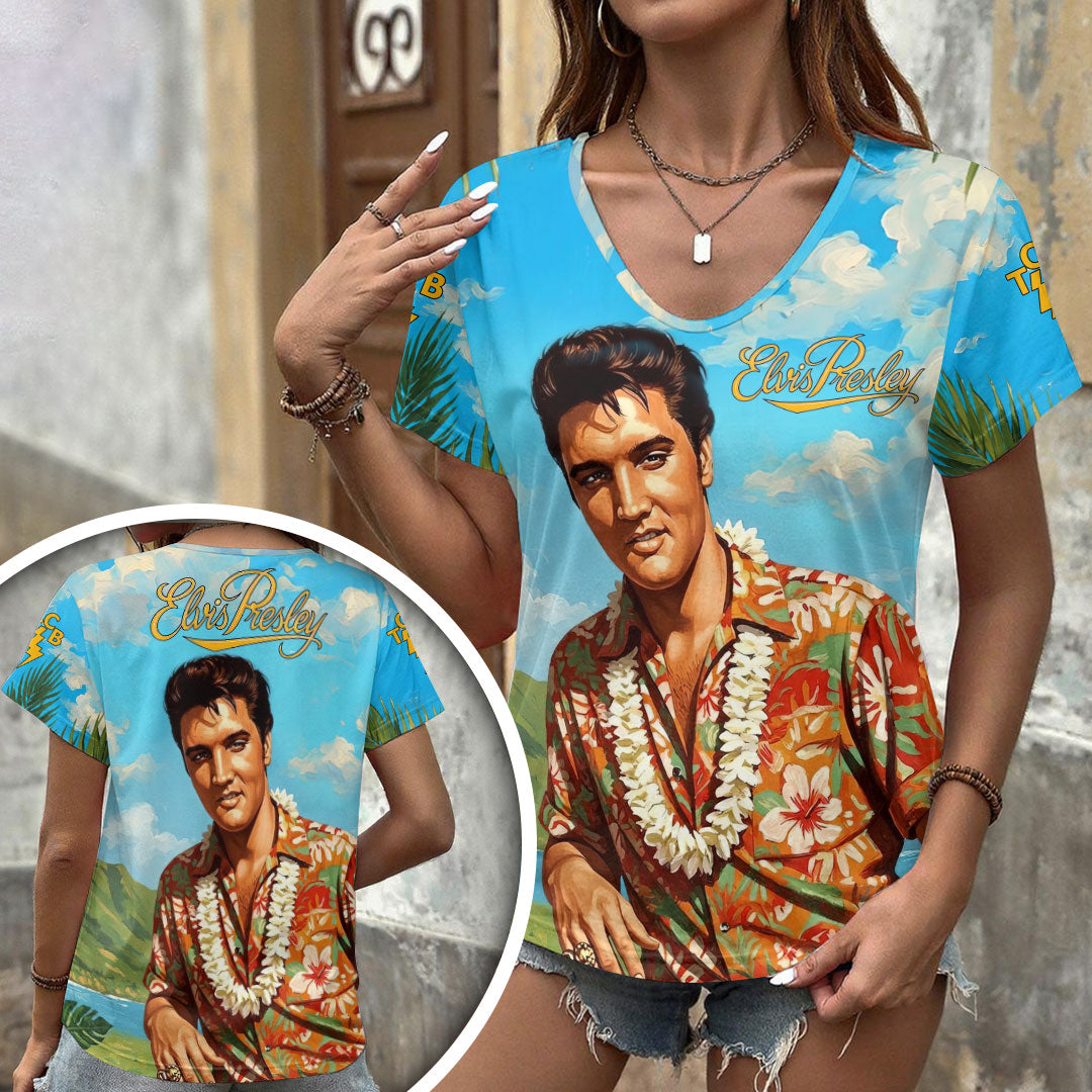 Elvis Presley 3D Women's V-Neck T-Shirt – HOATT19000