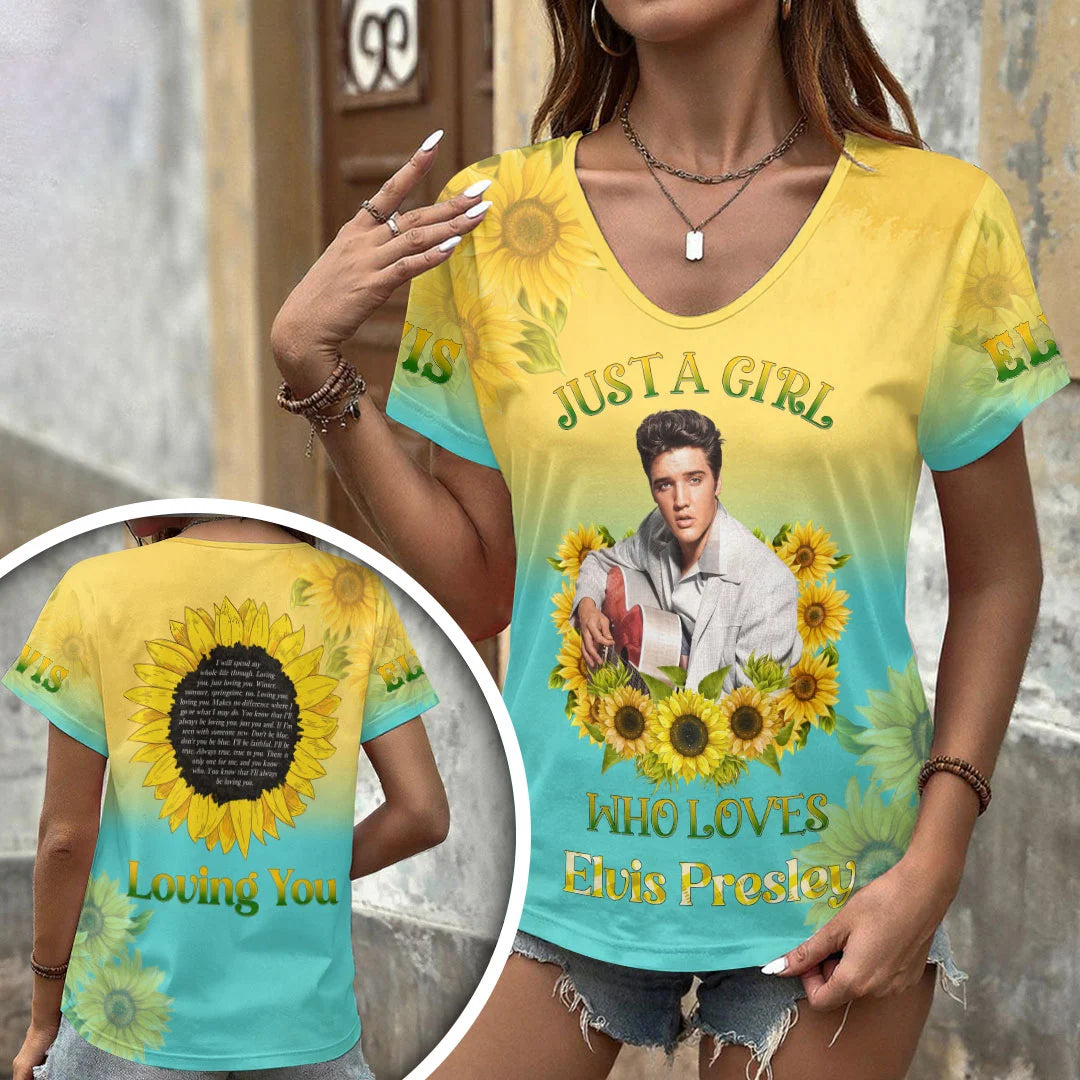 Elvis Presley 3D Women's V-Neck T-Shirt – HOATT20456