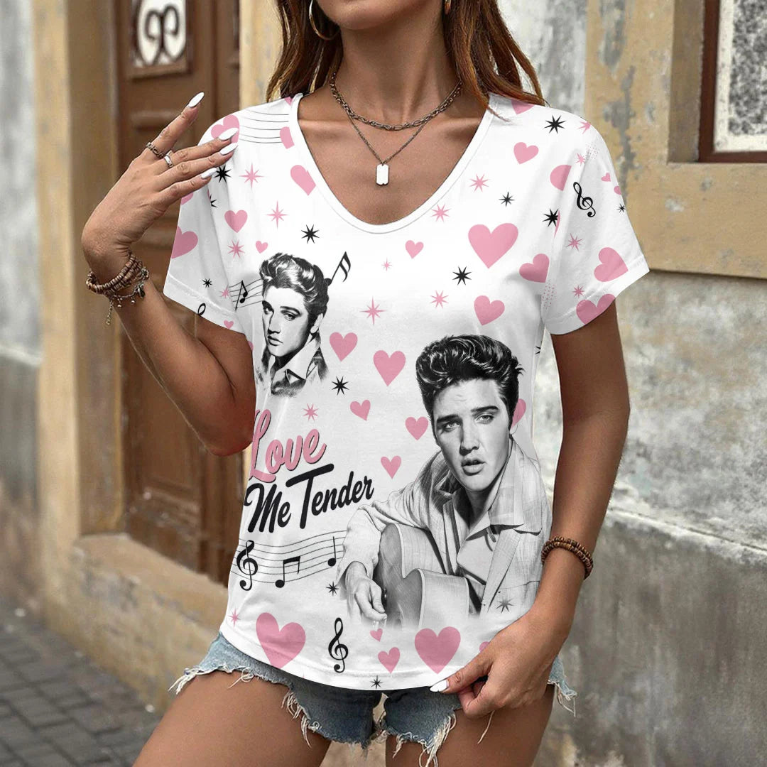 Elvis Presley 3D Women's V-Neck T-Shirt – HOATT20798