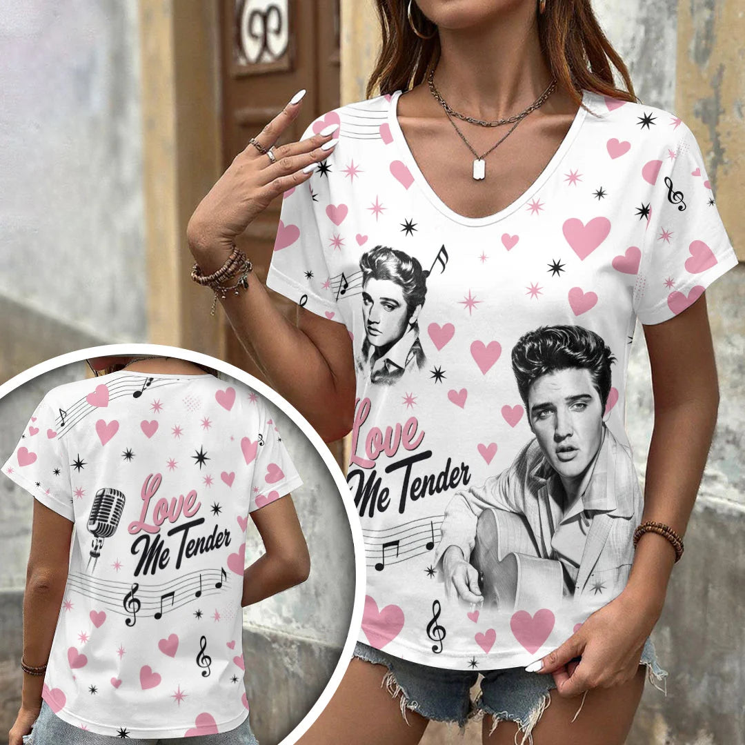 Elvis Presley 3D Women's V-Neck T-Shirt – HOATT20798